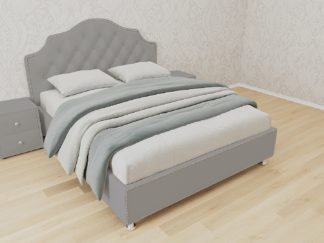 кровать мария с кареткой велюр серый