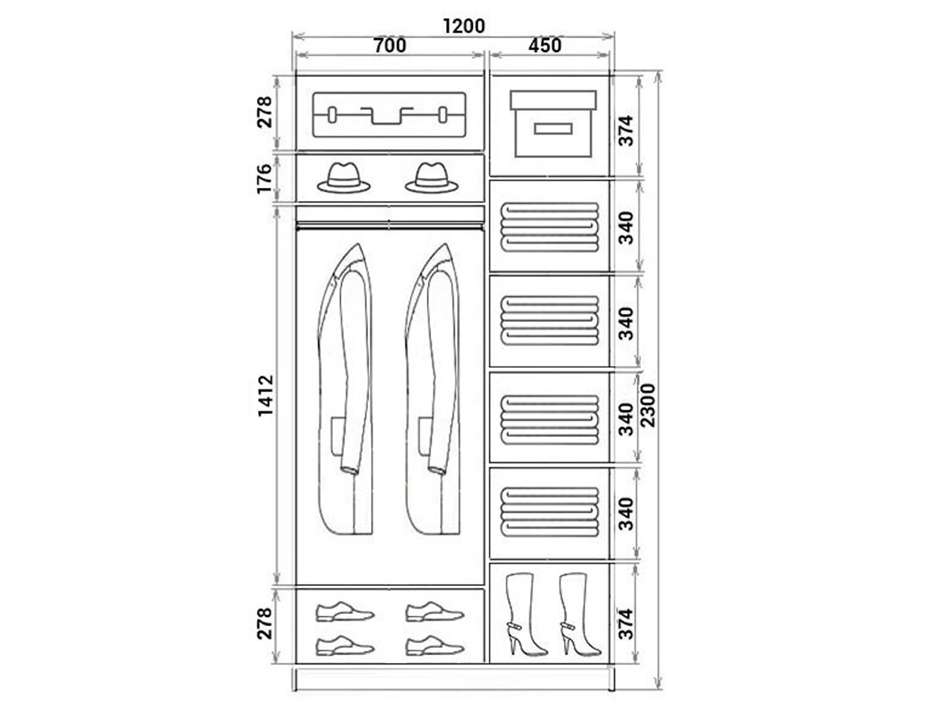 шк23412с Шкаф купе шк23412с