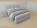 В наличии Кровать Корсика, 160x200, с подъемным механизмом полное дно с полкой, Велюр Граунд 5-серый, Ножки 5 см стандарт Чехол на царгах НЕ съемный, ,