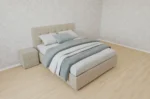 В наличии Кровать Афина, 180x200, с подъемным механизмом полное дно с полкой, Велюр Галакси лайт 02-бежевый, Ножки 5 см стандарт Чехол на царгах НЕ съемный