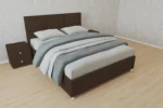 В наличии Кровать Корсика, 160x200, с подъемным механизмом полное дно с полкой, Велюр Граунд 3-коричневый, Ножки 5 см стандарт Чехол на царгах НЕ съемный