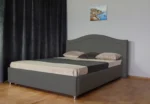 Кровать Бермуды, 180x200, с подъемным механизмом полное дно с полкой, Велюр Коннект 89 - темно-серый графит, Ножки 13 см угловые хром Чехол на царгах НЕ съемный